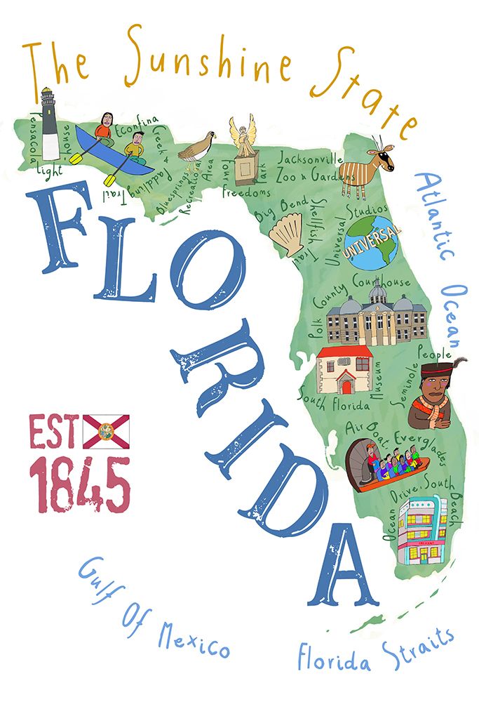 Florida State Map by Artist Carla Daly art print by Carla Daly for $57.95 CAD