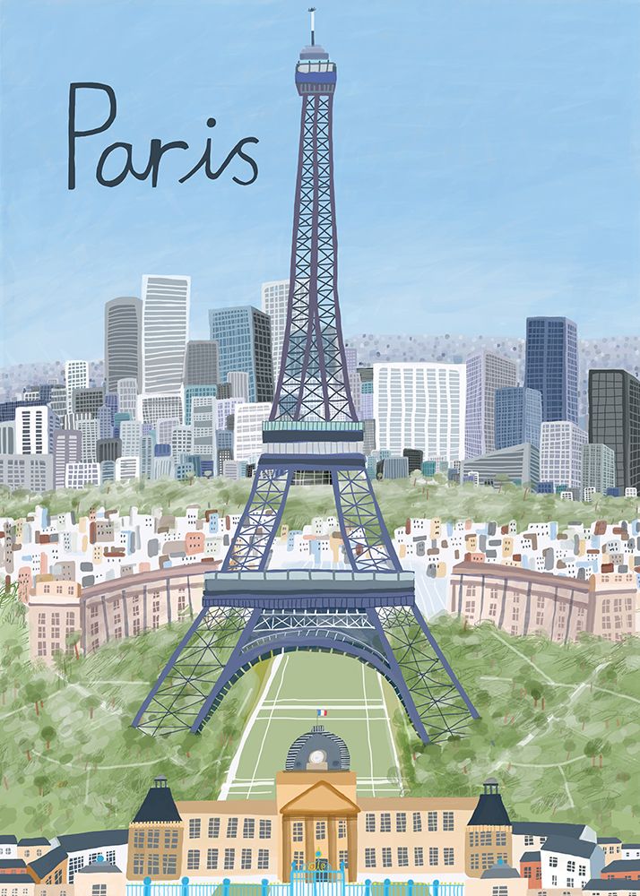 Eiffel Tower with Paris City in Background by Artist Carla Daly art print by Carla Daly for $57.95 CAD