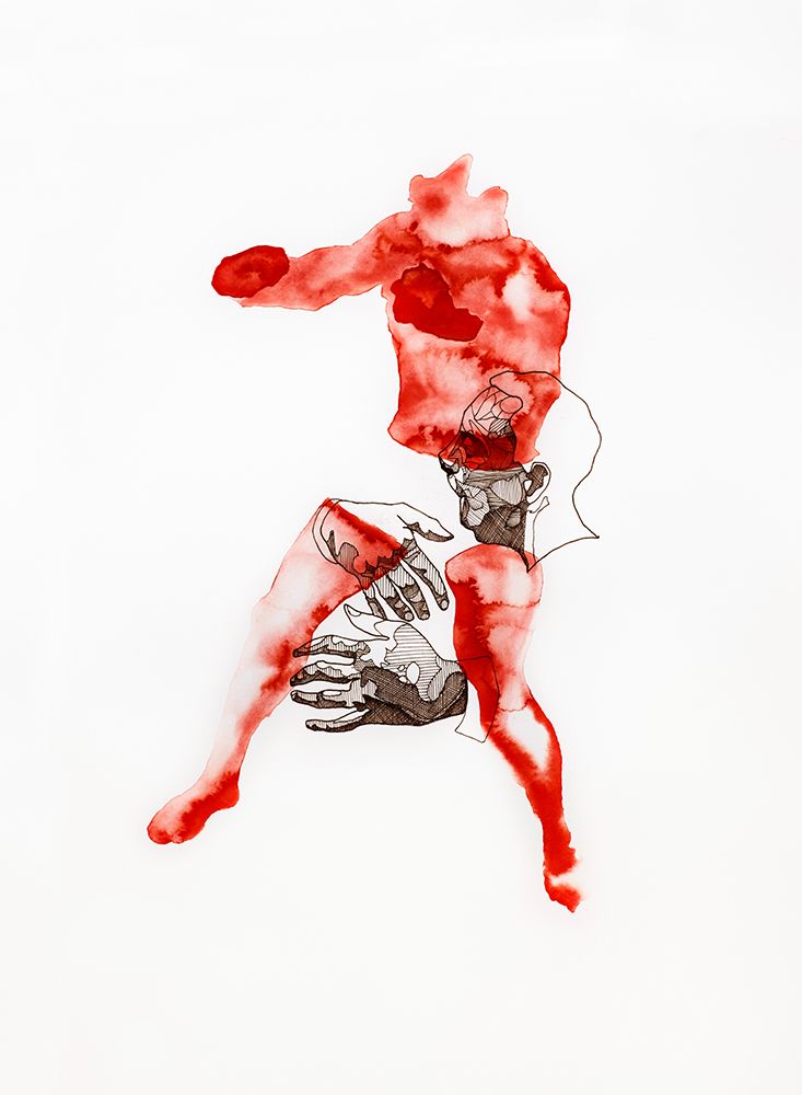 Red Fragmented Figure art print by Joshua Hoskins for $57.95 CAD