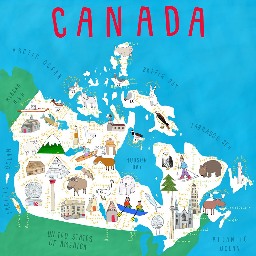 Illustrated Map of Canada by Artist Carla Daly art print by Carla Daly for $57.95 CAD