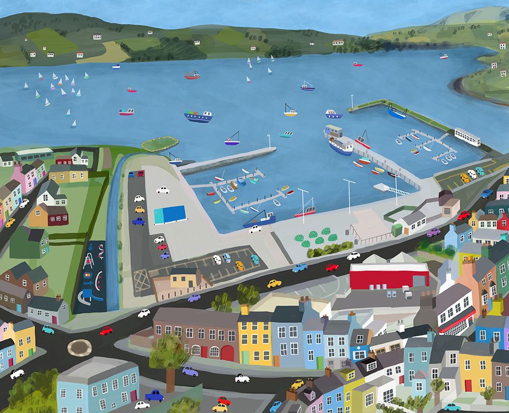 Arial View of Dingle Harbor by Irish Artist Carla Daly art print by Carla Daly for $57.95 CAD