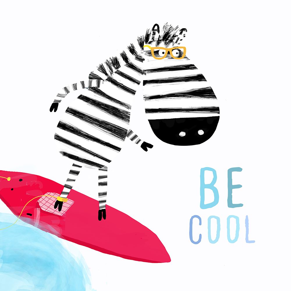 Be Cool! Cute Zebra Surfing the Waves by Illustrator Carla Daly art print by Carla Daly for $57.95 CAD
