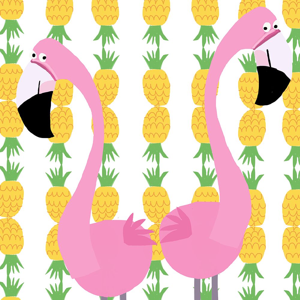 Two Falmingos with Pineapples by Artist Carla Daly art print by Carla Daly for $57.95 CAD