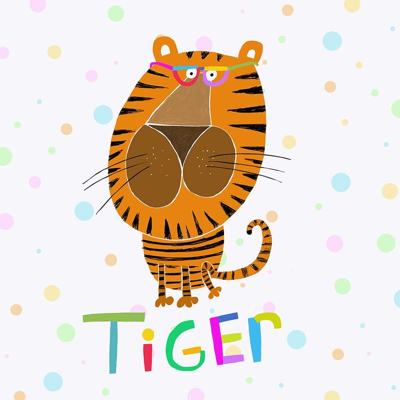 Happy Tiger Wearing Glasses by Illustrator Carla Daly art print by Carla Daly for $57.95 CAD