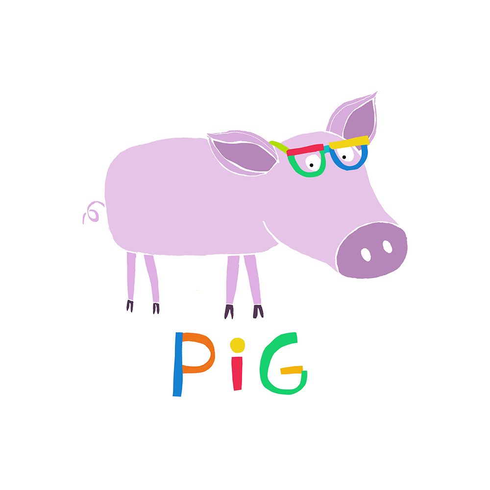 Cute Pink Pig with Funny Colorful Glasses by Artist Carla Daly art print by Carla Daly for $57.95 CAD