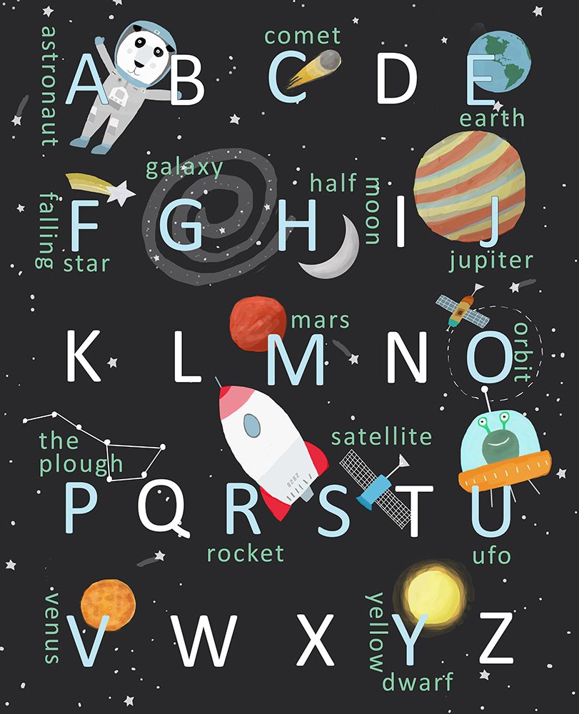 Illustrated Space Alphabet by Artist Carla Daly art print by Carla Daly for $57.95 CAD