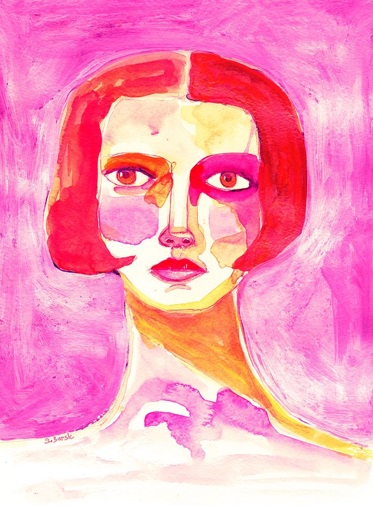 Lady with Bob haircut Hot Pink art print by Sharyn Bursic for $57.95 CAD