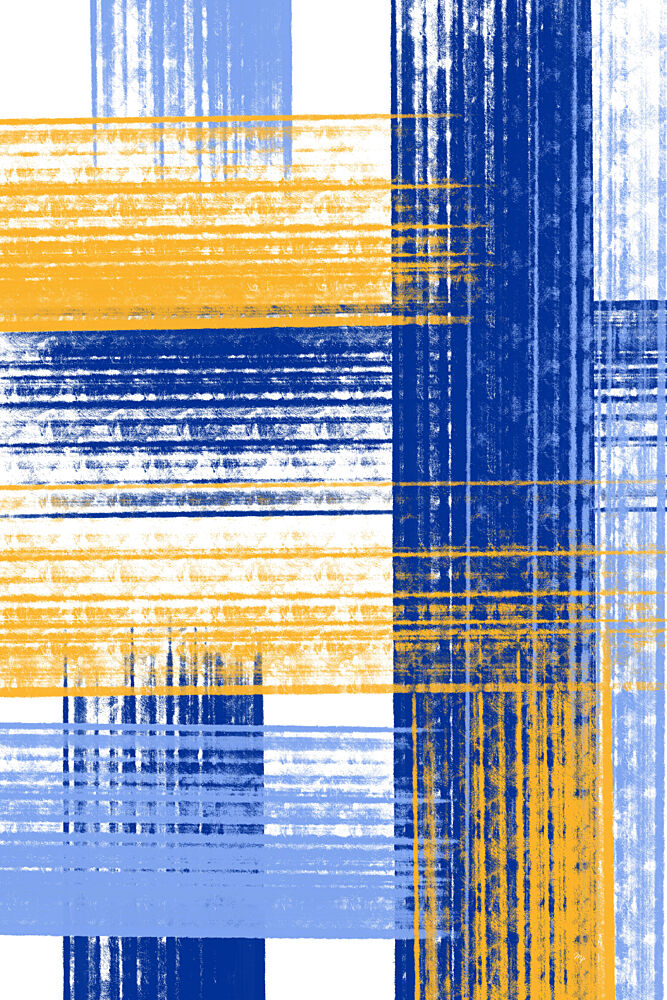 Textured Blue Gold Plaid art print by Martina for $57.95 CAD