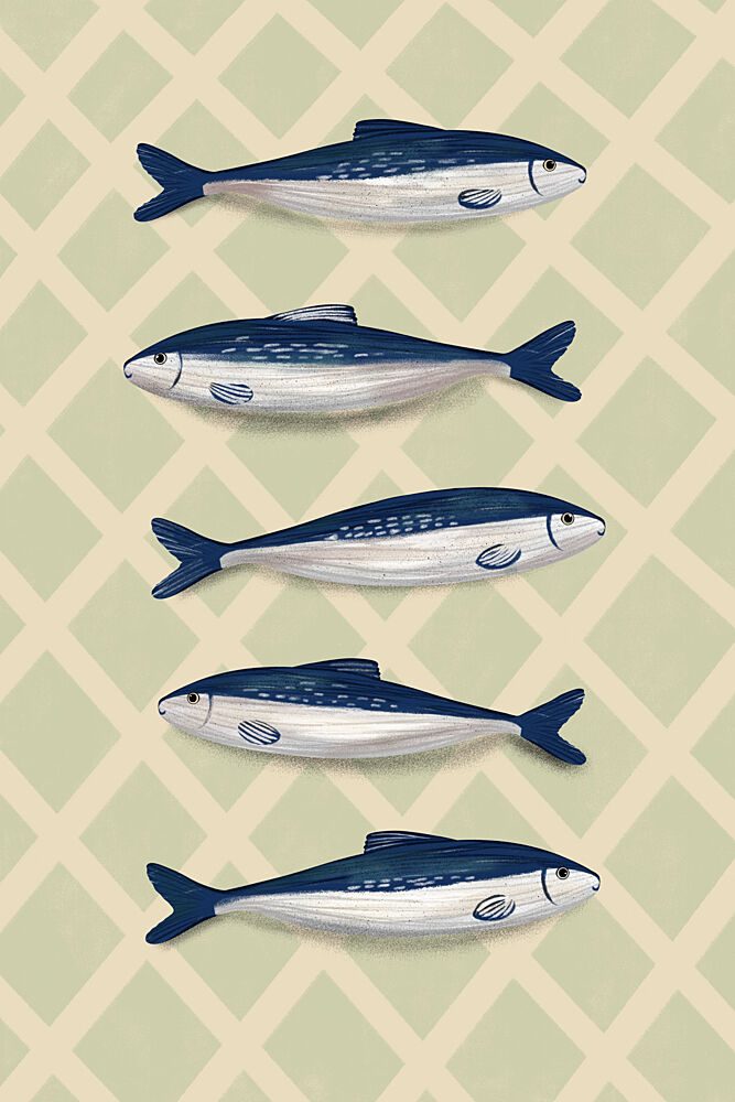 Swimming Sardines Pattern art print by EMELIEmaria for $57.95 CAD