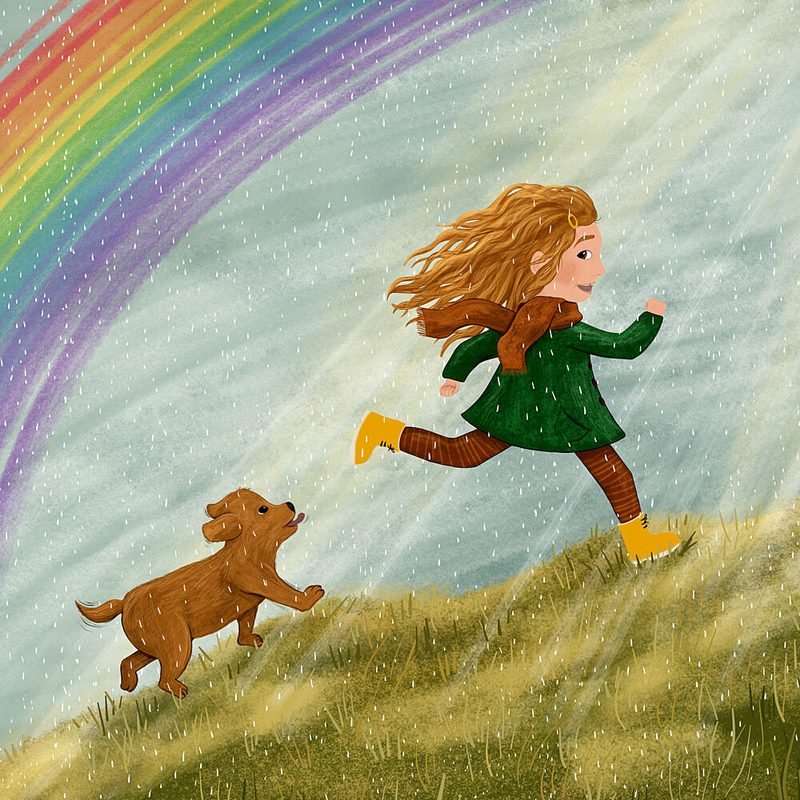 Joyful Run under Rainbow art print by EMELIEmaria for $57.95 CAD