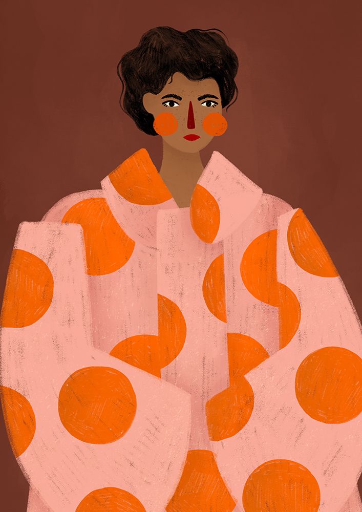 Woman With Orange Dots art print by Bea Muller for $57.95 CAD