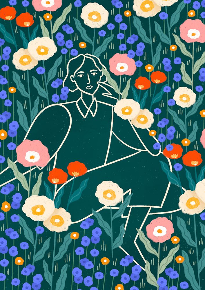 Line Lady With Florals art print by Bea Muller for $57.95 CAD