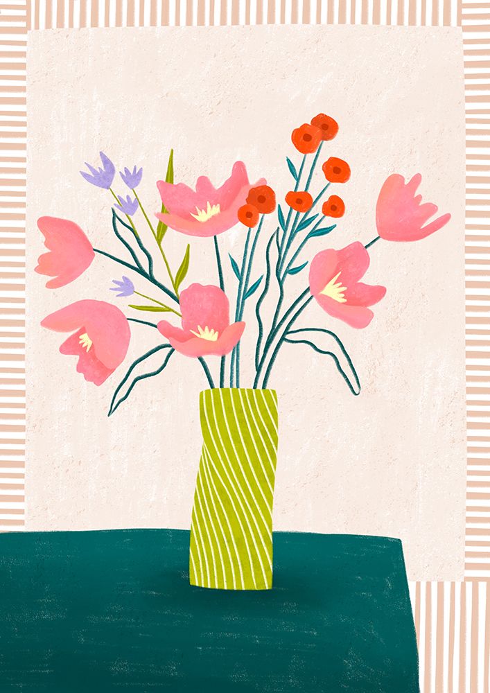 Colorful Blossoms in Stripes art print by Bea Muller for $57.95 CAD