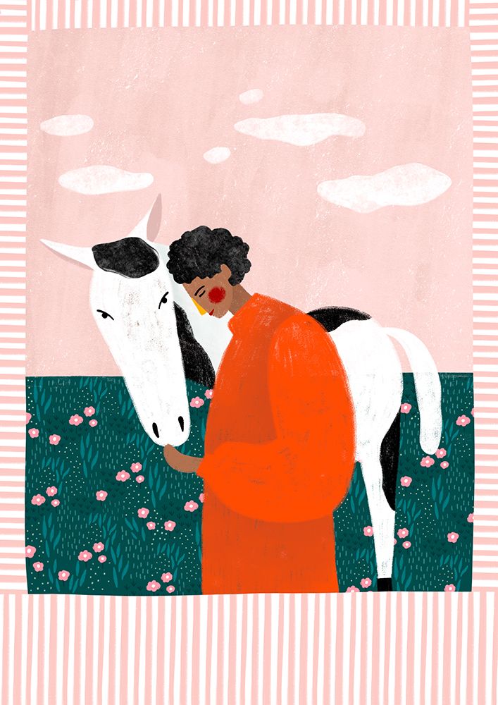 Vibrant Girl and Horse art print by Bea Muller for $57.95 CAD