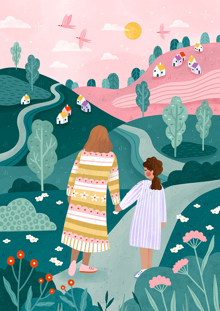 Dreamy Mother Daughter Walk art print by Bea Muller for $57.95 CAD