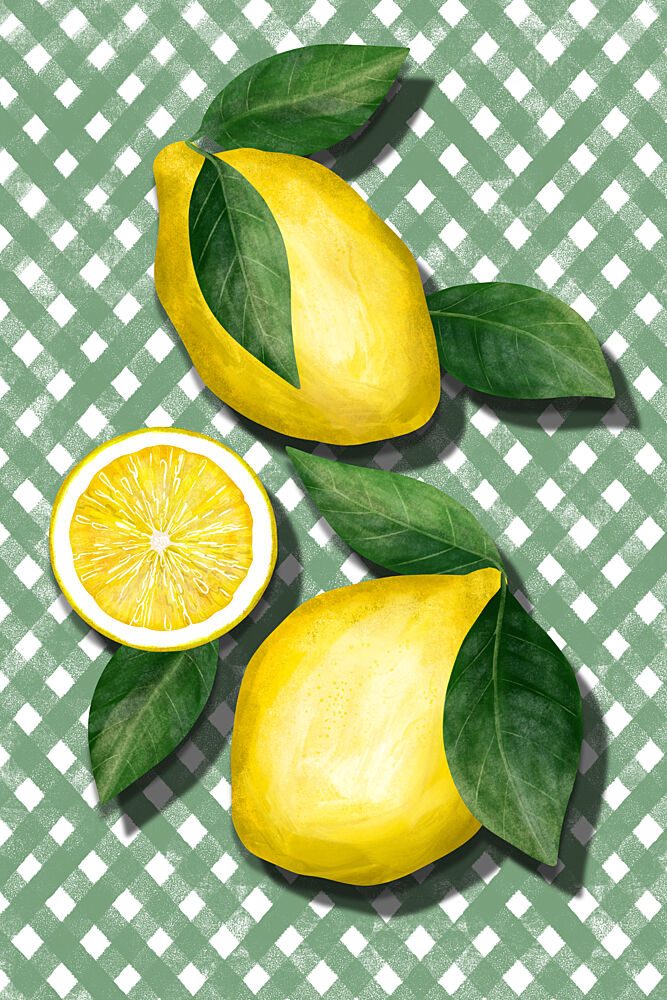 Fresh Lemons Checkered Green art print by EMELIEmaria for $57.95 CAD