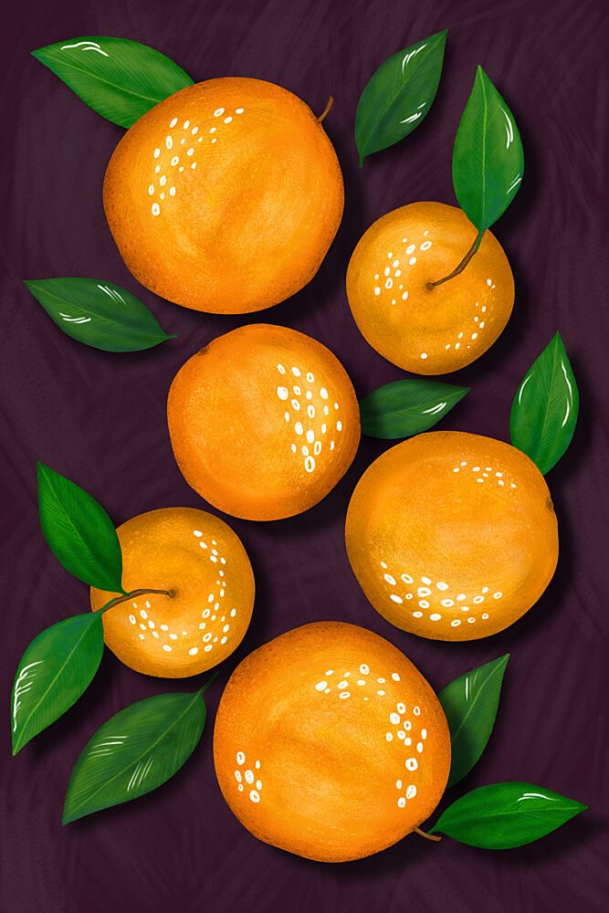 Vibrant Oranges with Leaves art print by EMELIEmaria for $57.95 CAD