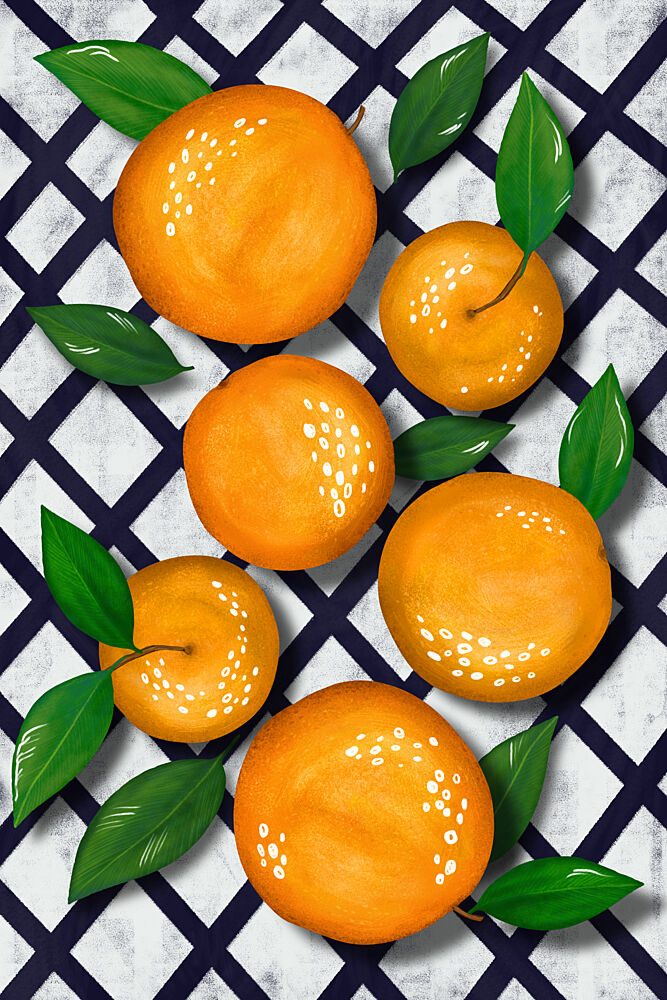 Fresh Oranges Checkered art print by EMELIEmaria for $57.95 CAD