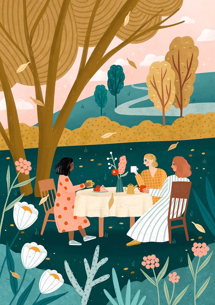 Autumn Tea Party art print by Bea Muller for $57.95 CAD
