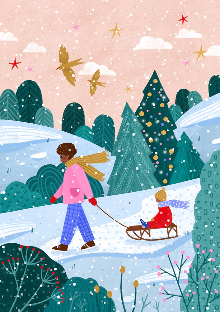 Snowy Sledge Walk art print by Bea Muller for $57.95 CAD