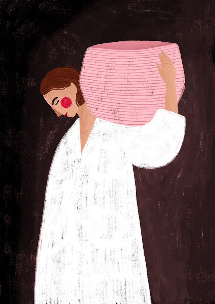 The Woman with the Pink Basket art print by Bea Muller for $57.95 CAD