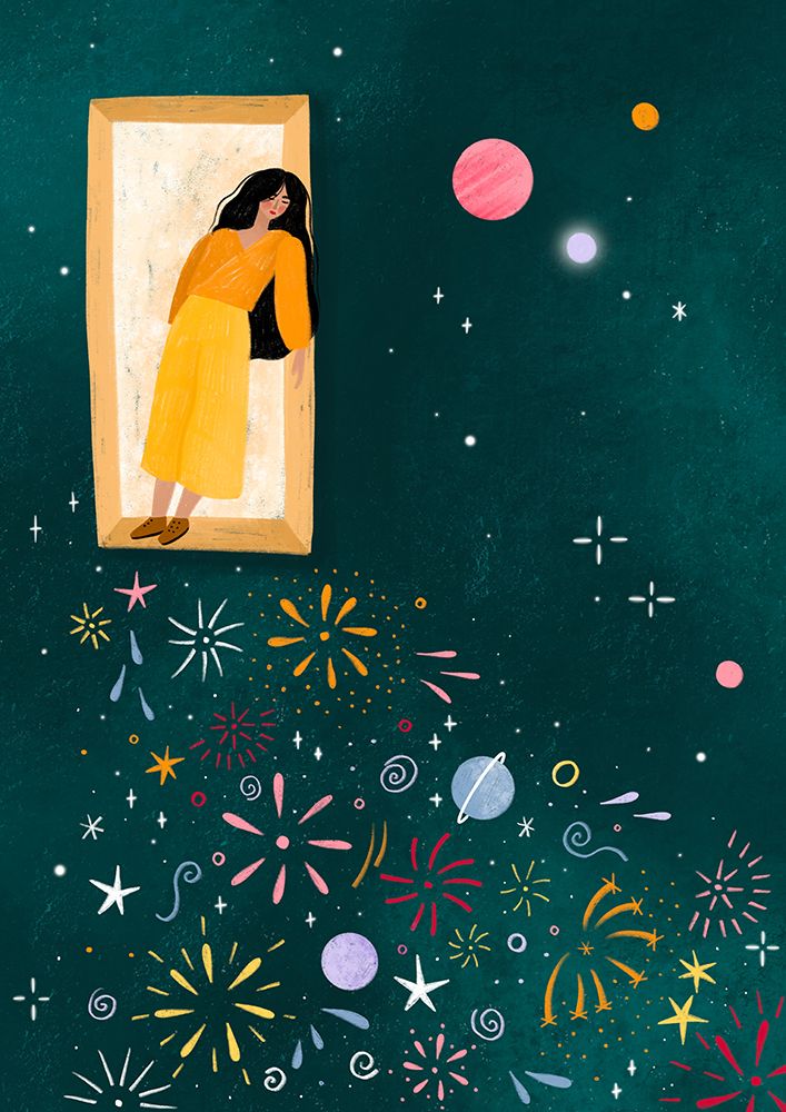Yellow Dress Leans From A Window art print by Bea Muller for $57.95 CAD