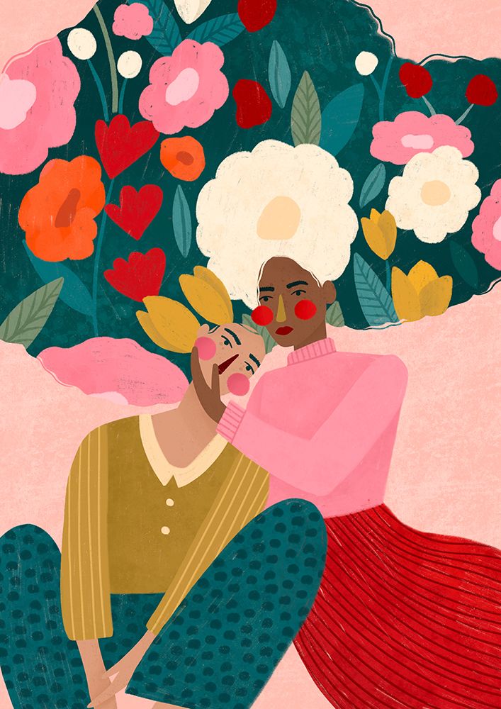 Embracing Couple  In Floral Embrace art print by Bea Muller for $57.95 CAD