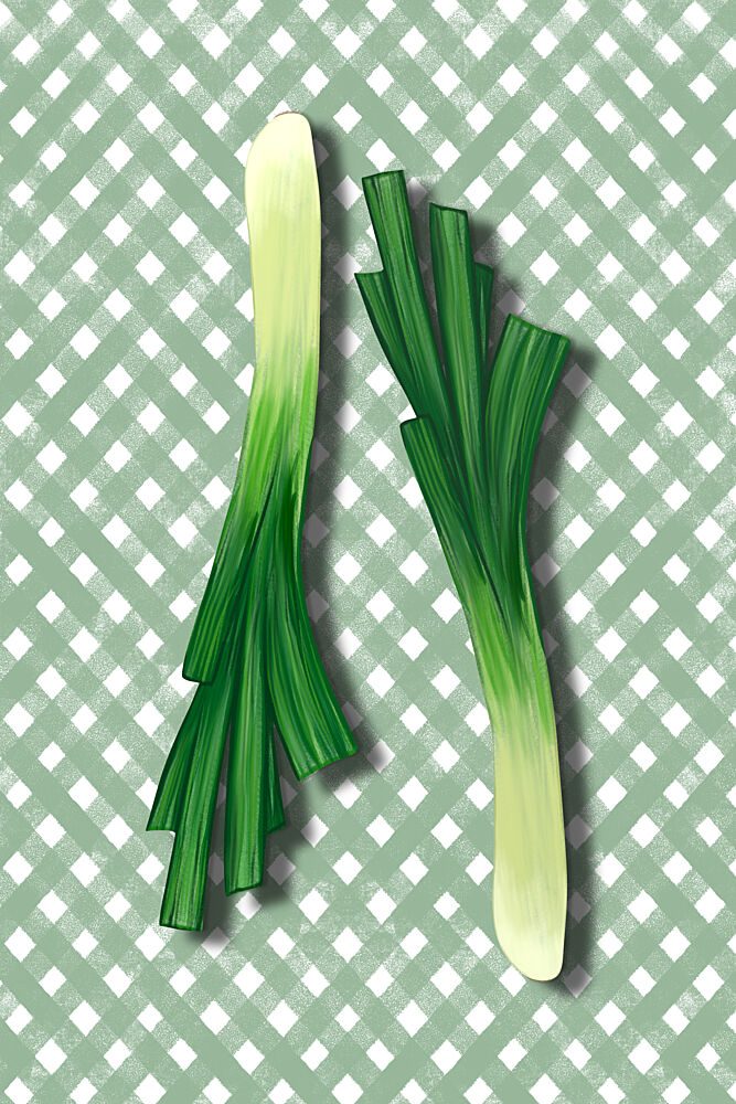 Green Onions Gingham art print by EMELIEmaria for $57.95 CAD