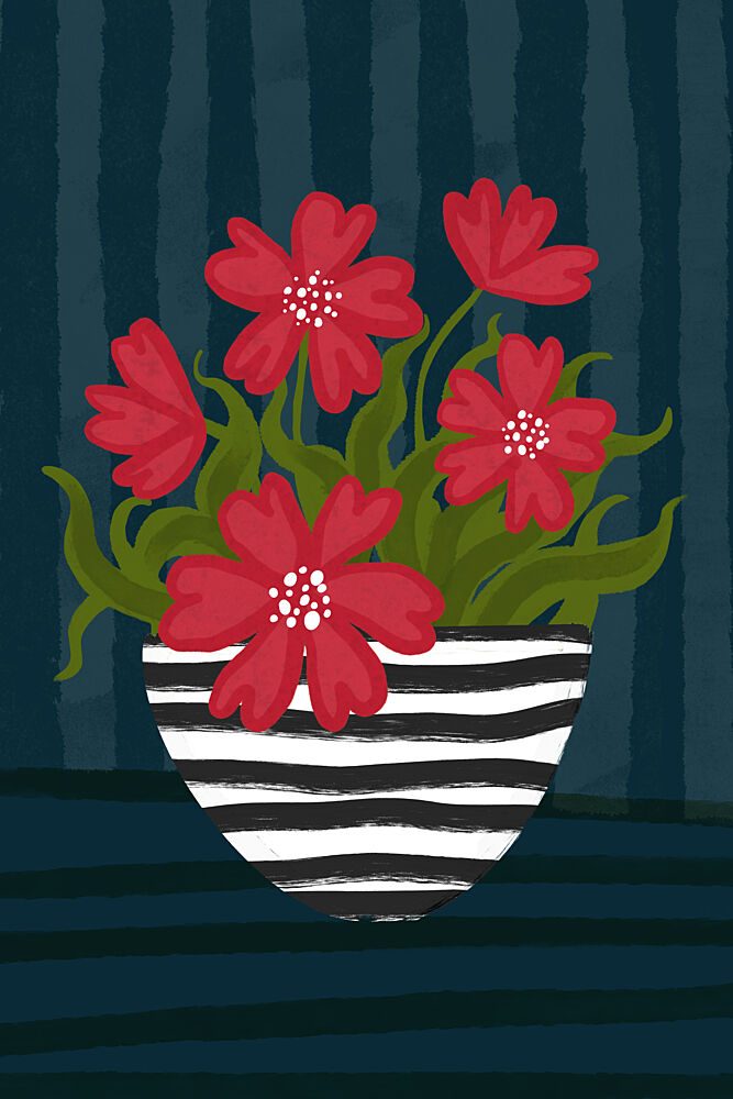 Bold Red Floral Vase art print by EMELIEmaria for $57.95 CAD