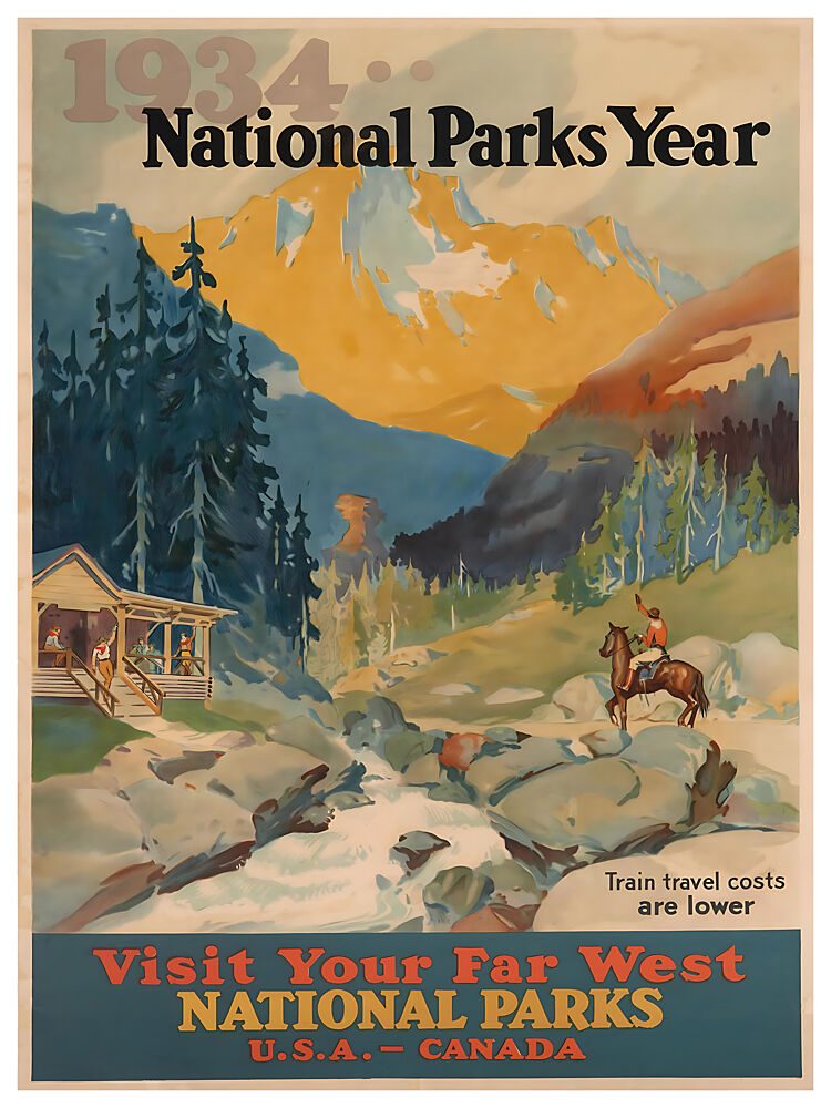Vintage National Parks Adventure art print by Chad Hyde for $57.95 CAD