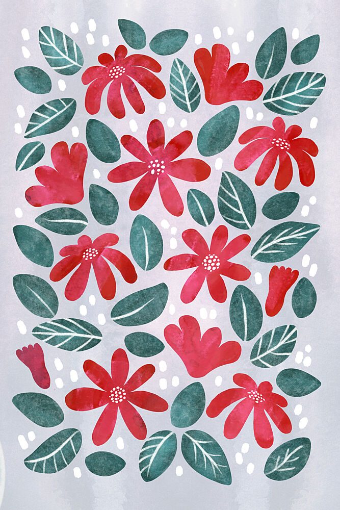 Playful Red Floral Pattern art print by EMELIEmaria for $57.95 CAD
