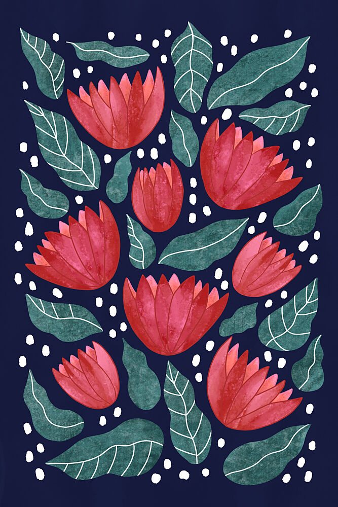 Vibrant Red Blossoms art print by EMELIEmaria for $57.95 CAD