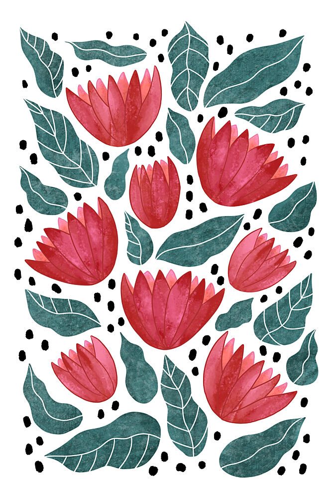 Watercolor Tropical Flowers art print by EMELIEmaria for $57.95 CAD