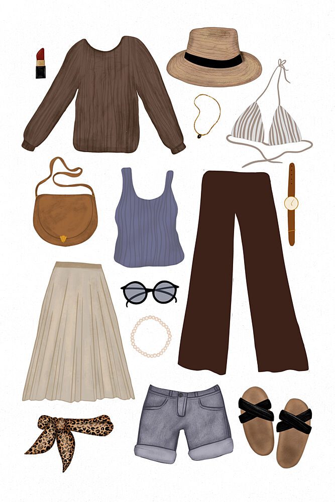 Chic Vacation Outfits art print by EMELIEmaria for $57.95 CAD