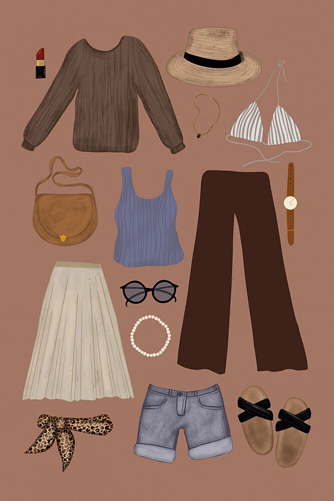 Chic Vacation Wardrobe art print by EMELIEmaria for $57.95 CAD