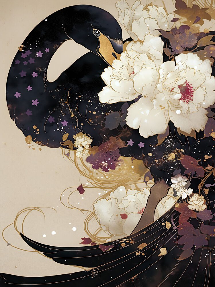 Swan Blossom Dream art print by Treechild for $57.95 CAD