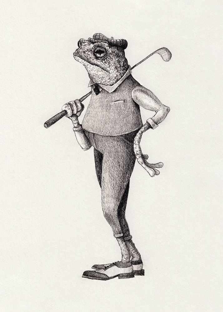 Frog In  Vintage Golf Attire art print by Mike Koubou for $57.95 CAD