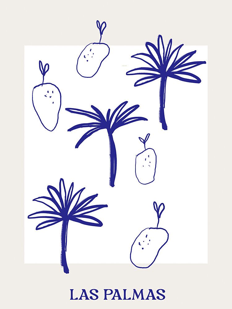 Blue Palm Doodles art print by Treechild for $57.95 CAD
