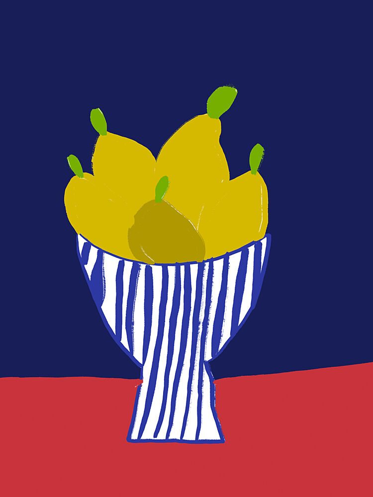 Striped Bowl Pears art print by Treechild for $57.95 CAD