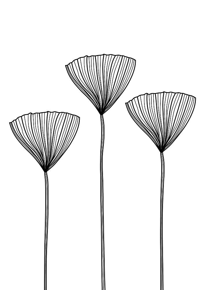 Three Abstract Line Flowers art print by Bainai for $57.95 CAD