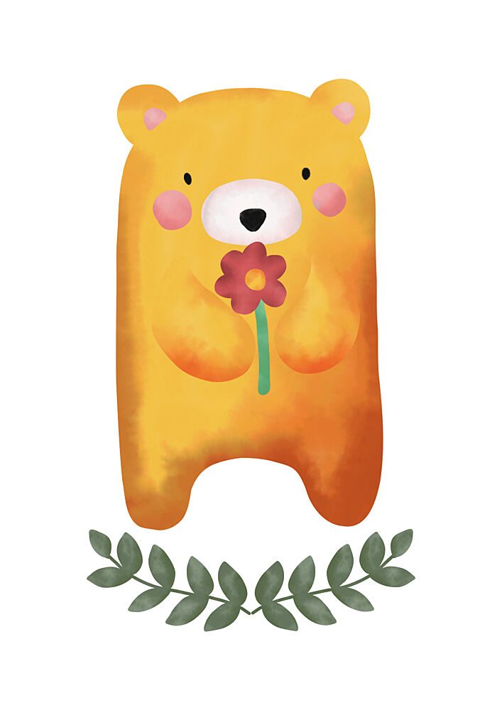 Cute Bear with Flower art print by Bainai for $57.95 CAD
