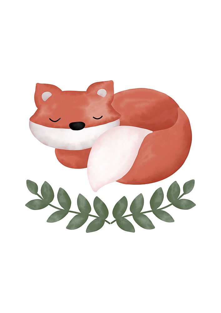 Cute Sleeping Fox art print by Bainai for $57.95 CAD