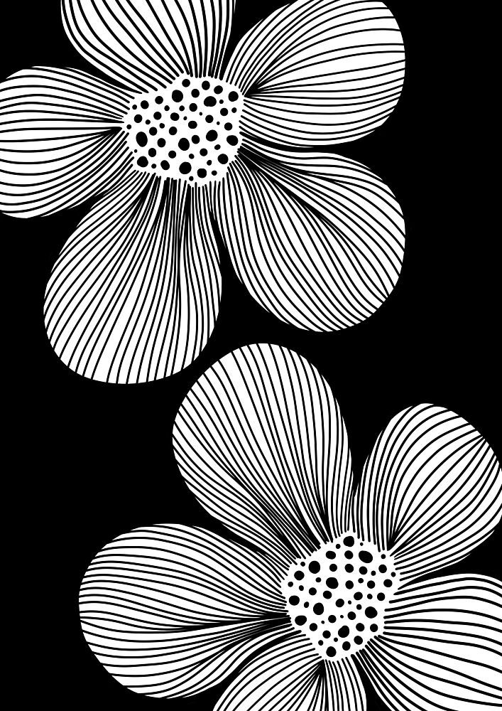 Graphic Black and White Flowers art print by Bainai for $57.95 CAD