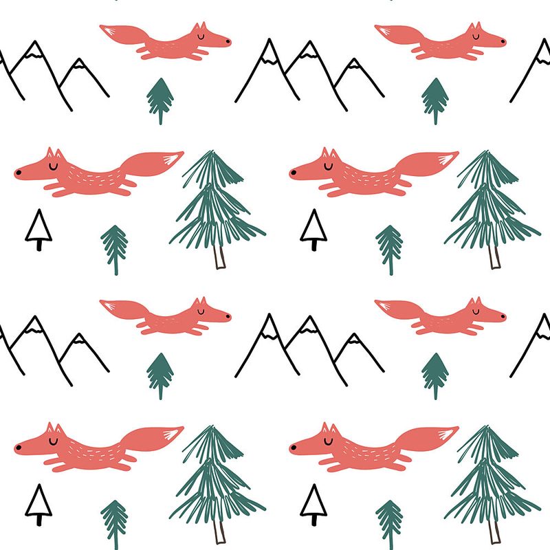 Cute Fox Mountains art print by Bainai for $57.95 CAD