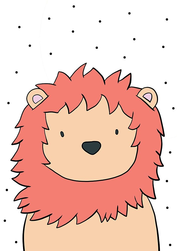 Cute Pink Lion art print by Bainai for $57.95 CAD
