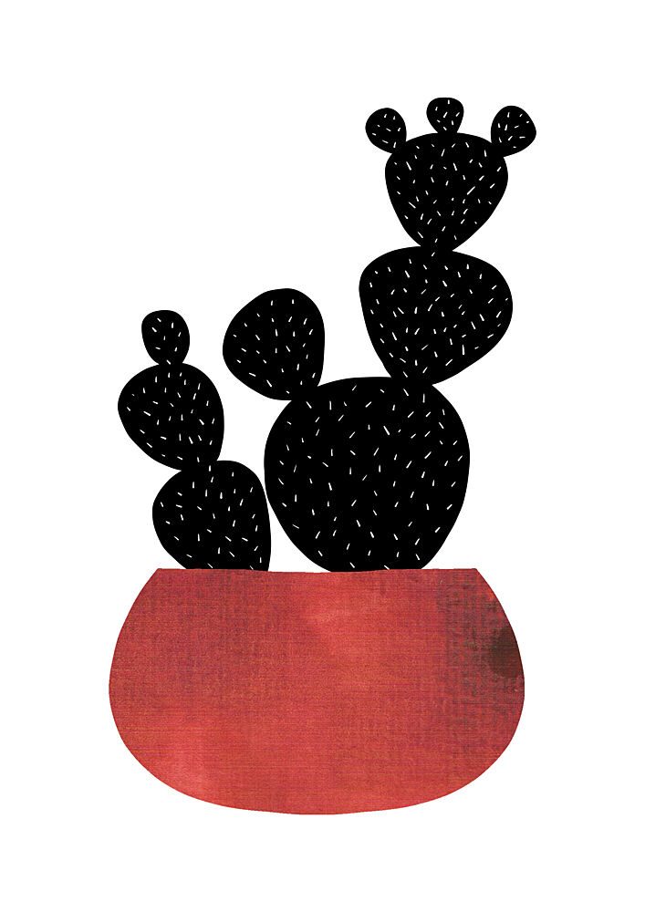 Modern Cactus Red Pot art print by Bainai for $57.95 CAD
