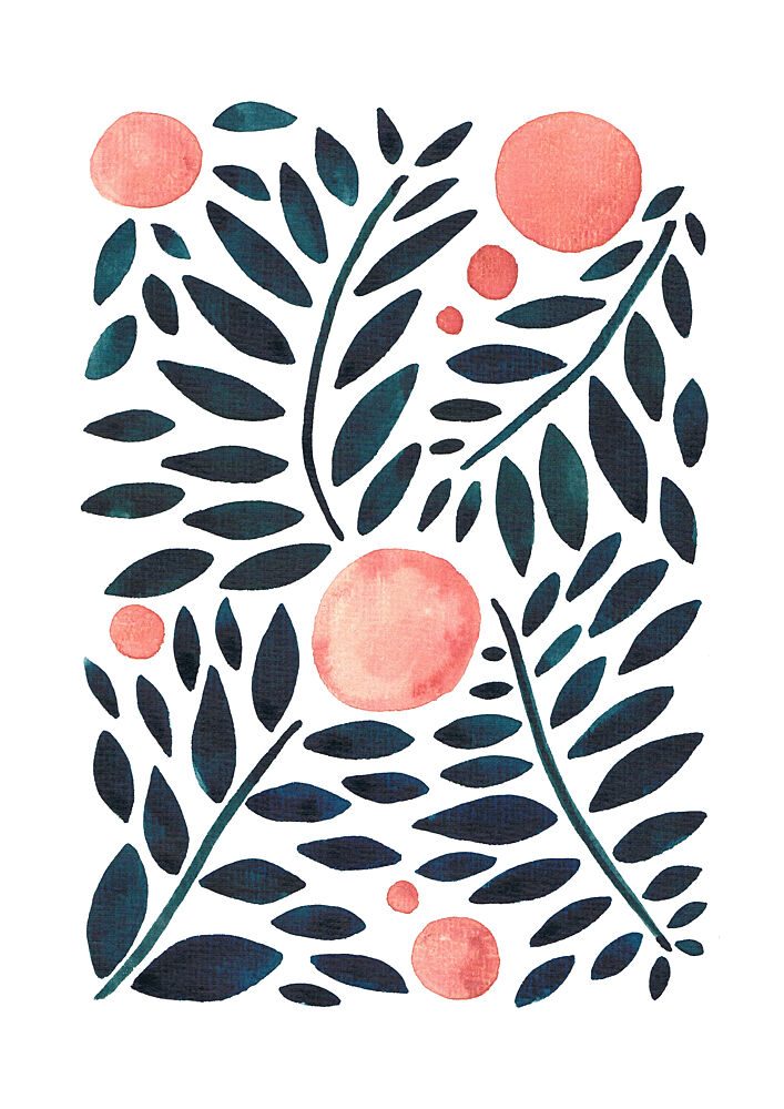 Organic Leaves Coral Spheres art print by Bainai for $57.95 CAD