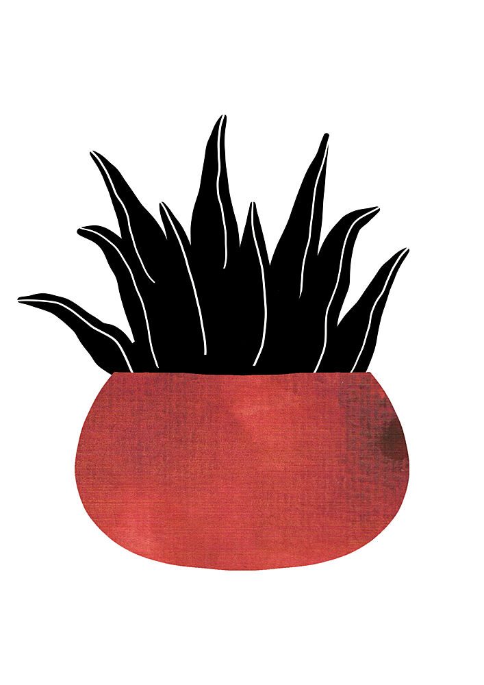 Red Pot Black Plant art print by Bainai for $57.95 CAD