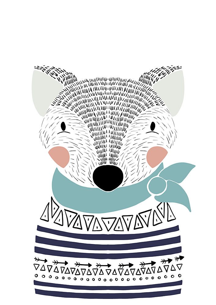 Cute Nordic Fox art print by Bainai for $57.95 CAD