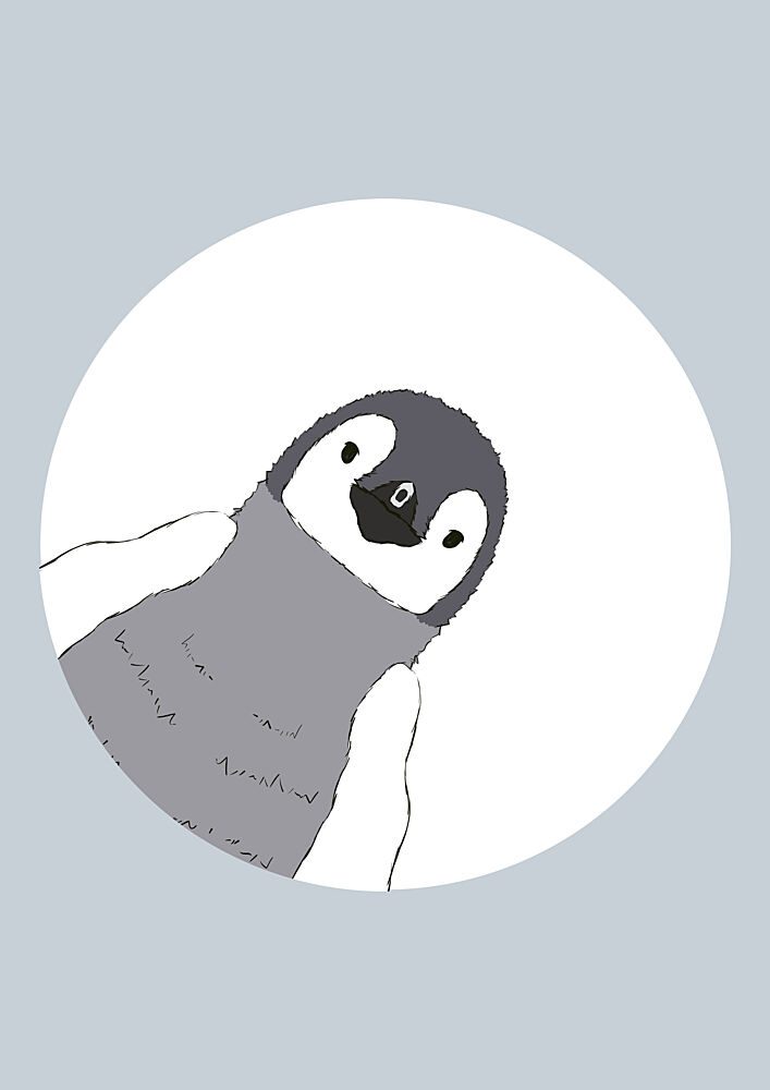 Curious Baby Penguin art print by Bainai for $57.95 CAD